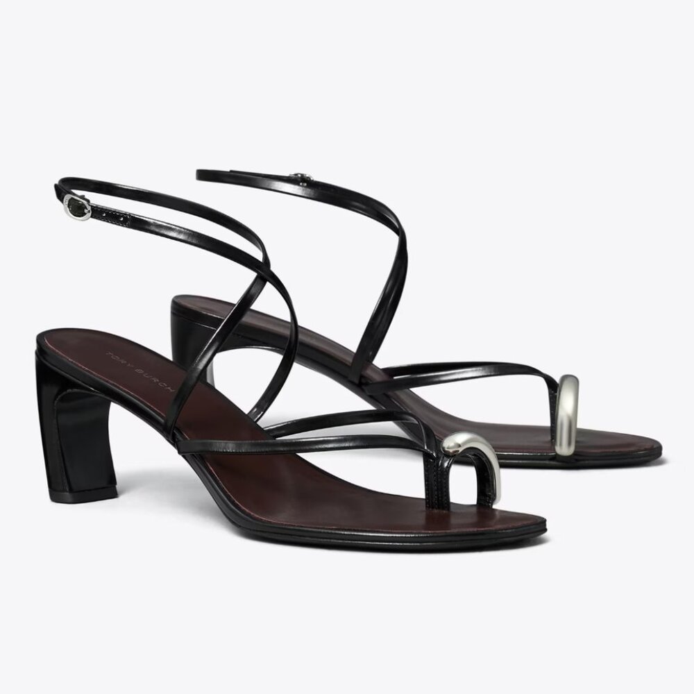 Tory Burch Pierced Multi-Strap Heeled Sandal (8.5)